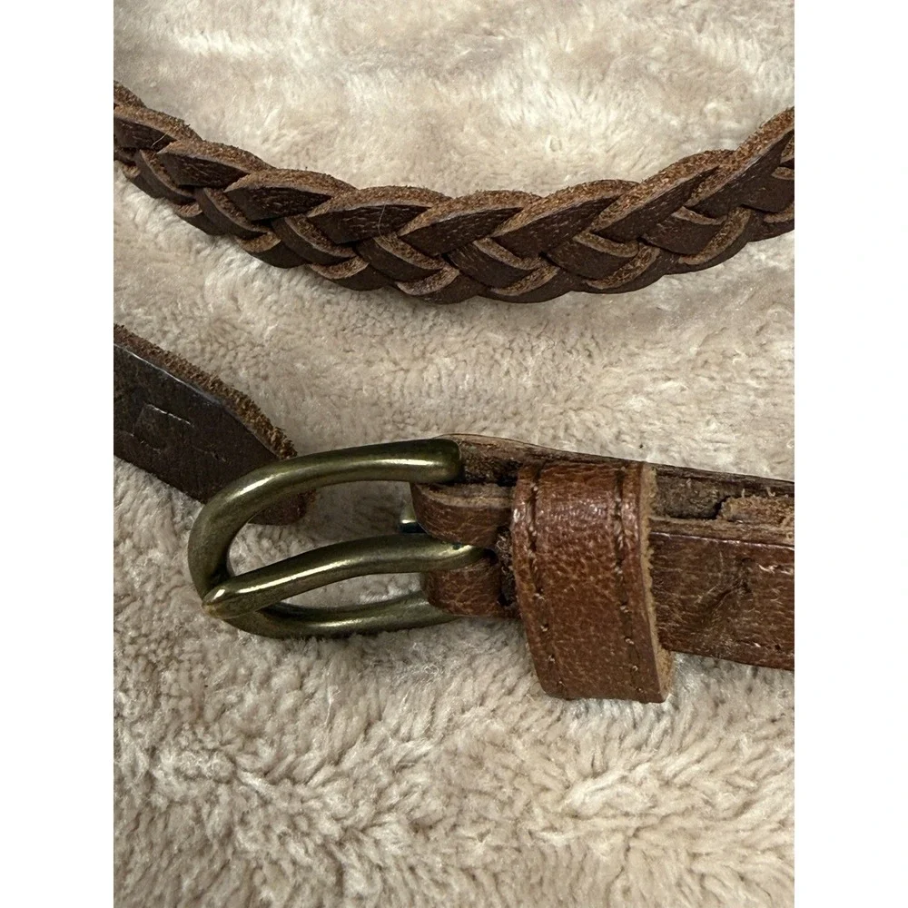 Y2K Braided Leather Holister Belt Women's L 35-37 Braided Gently Worn Brown